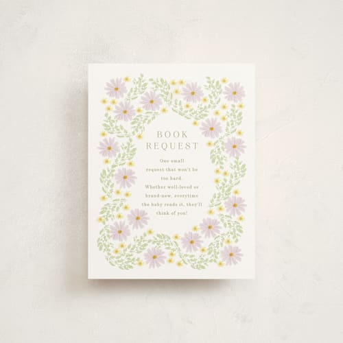 This is a daisy baby shower insert cards with standard by Baumbirdy called blooming baby frame printing on signature in standard