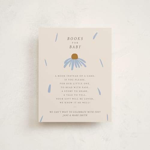 This is a sky baby shower insert cards with standard by Aviva Atri called flower sprinkle printing on signature in standard