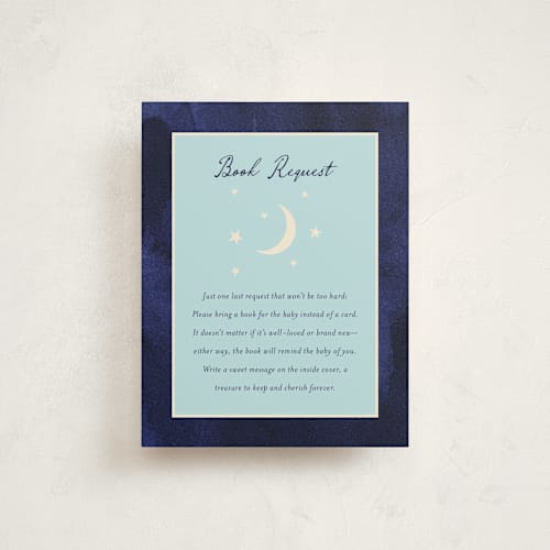 This is a midnight baby shower insert cards with standard by Ilene Guy called midnight stars printing on signature in standard