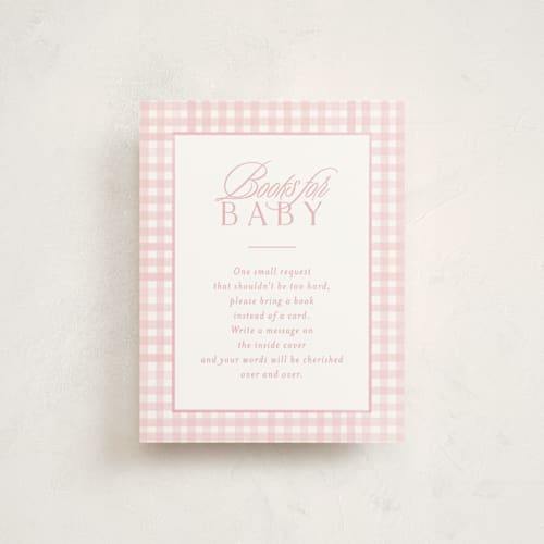 This is a cotton candy baby shower insert cards with standard by Creo Study called classic gingham printing on signature in standard