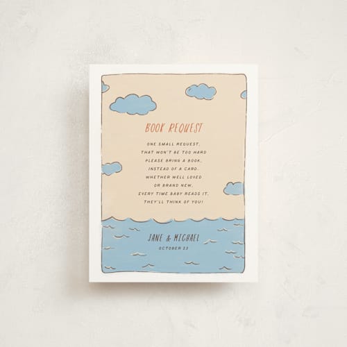 This is a buoy baby shower insert cards with standard by Vera Lim called sail ahoy printing on signature in standard