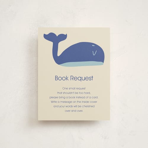 This is a sea baby shower insert cards with standard by Harriet Richter called whale hello printing on signature in standard