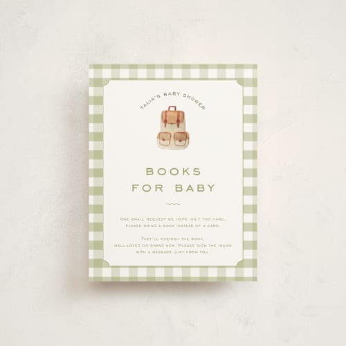 This is a forest baby shower insert cards with standard by Reilly Kavanaugh called woodland baby shower printing on signature in standard