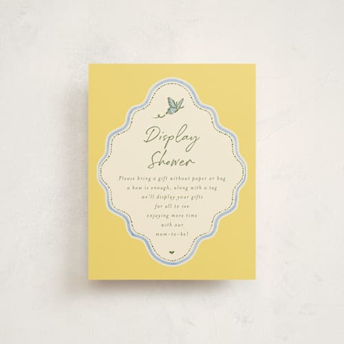 This is a willow baby shower insert cards with standard by Vera Lim called whisper printing on signature in standard
