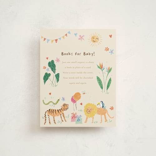 This is a linen baby shower insert cards with standard by Celine Nguyen called a little wild one baby shower printing on signature in standard