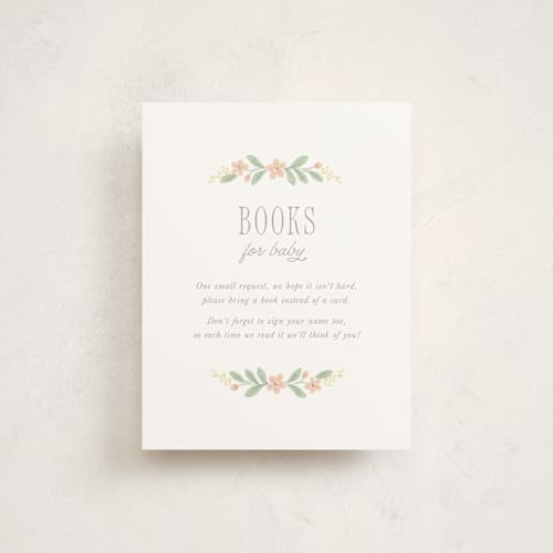 This is a cornflower baby shower insert cards with standard by Laura Hankins called bunny crest printing on signature in standard