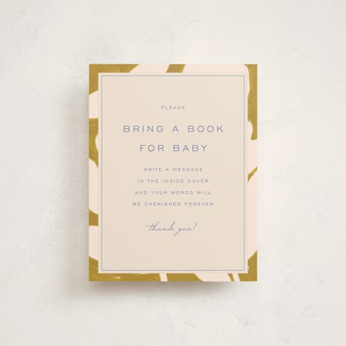 This is a mustard baby shower insert cards with standard by Sierra Lee called flora printing on signature in standard