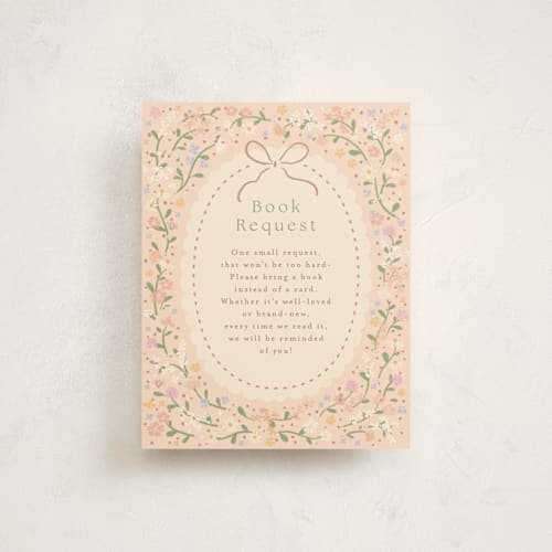 This is a ballet slipper baby shower insert cards with standard by Jennifer Wick called new blooms printing on signature in standard