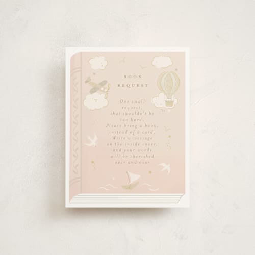 This is a blush baby shower insert cards with standard by Jennifer Holbrook called our journey printing on signature in standard