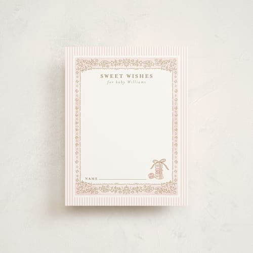 This is a cotton candy baby shower insert cards with standard by Jenna Holcomb called bebe printing on signature in standard
