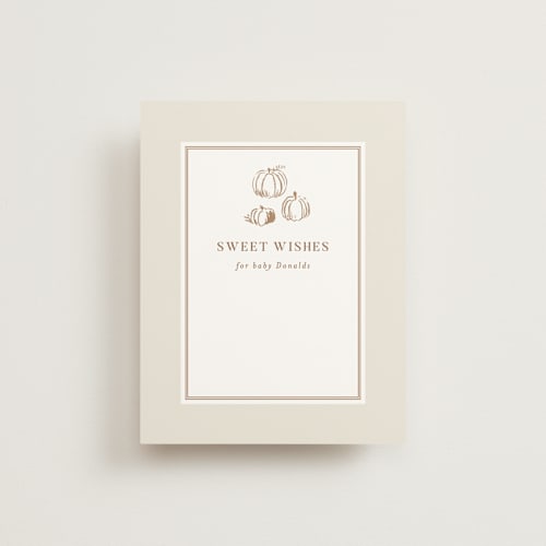 This is a acorn baby shower insert cards with standard by Rebecca Durflinger called autumn toile printing on signature in standard