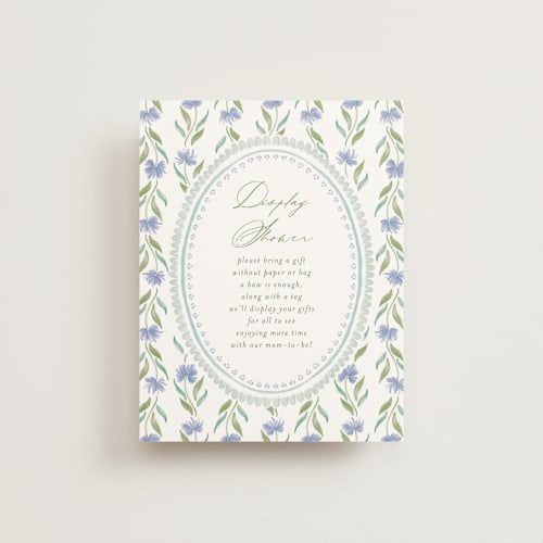 This is a cotswolds baby shower insert cards with standard by Jackie Crawford called wildflower ribbon printing on signature in standard