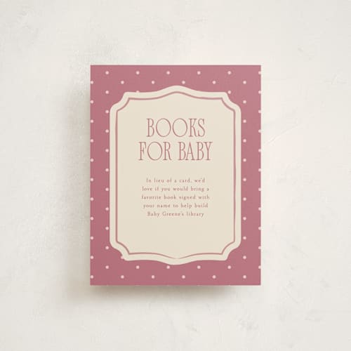 This is a rose baby shower insert cards with standard by Robert and Stella called winnie printing on signature in standard