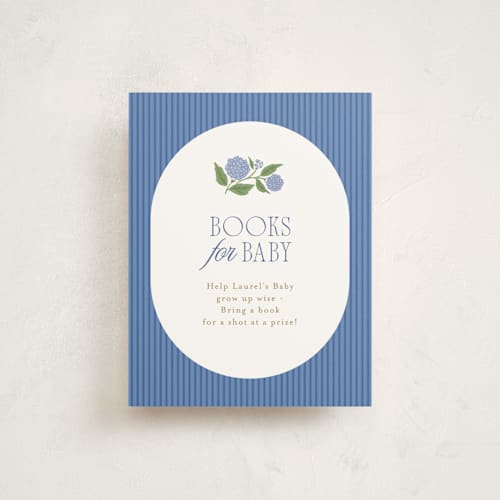 This is a sky baby shower insert cards with standard by Cindy Reynolds called hydrangea pram printing on signature in standard