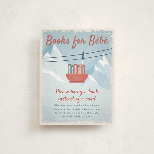This is a apple baby shower insert cards with standard by Heather Schertzer called bebe ski gondola printing on signature in standard