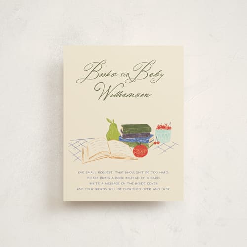 This is a provincial baby shower insert cards with standard by Jenna Holcomb called farmer's market printing on signature in standard