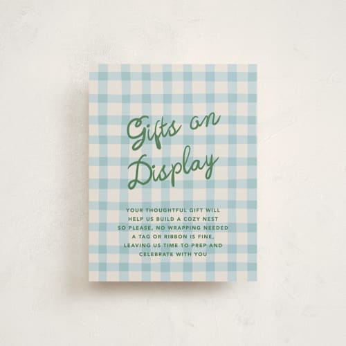 This is a bluebird baby shower insert cards with standard by Kelly Watkins called a nesting party printing on signature in standard