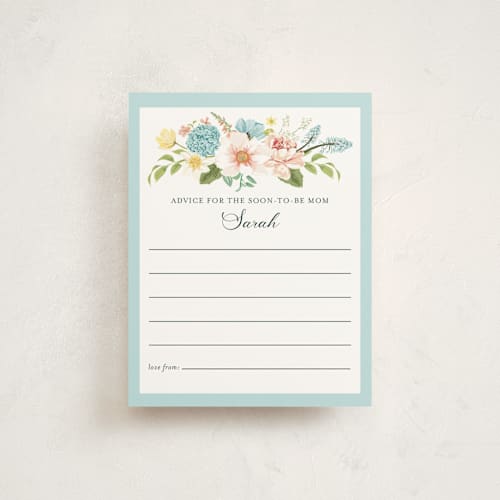 This is a sky baby shower insert cards with standard by Susan Moyal called butterflies & botanicals printing on signature in standard