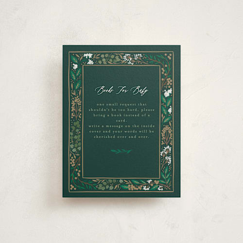 This is a evergreen baby shower insert cards with standard by Alethea and Ruth called illuminated storybook printing on signature in standard