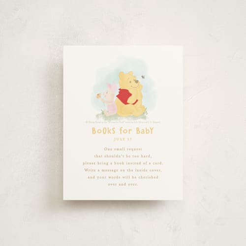 This is a sky baby shower insert cards with standard by Creo Study called disney's winnie the pooh a little hunny printing on signature in standard