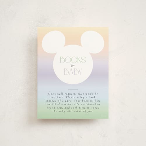This is a rainbow baby shower insert cards with standard by Beth Schneider called disney ombre mickey mouse printing on signature in standard