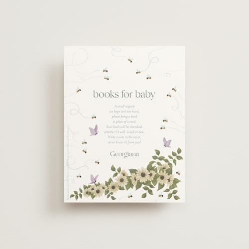 This is a spring baby shower insert cards with standard by Townsend Majors called disney's winnie the pooh in bloom printing on signature in standard