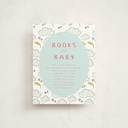 This is a baby blue baby shower insert cards with standard by Kanika Mathur called disney's baby dumbo printing on signature in standard