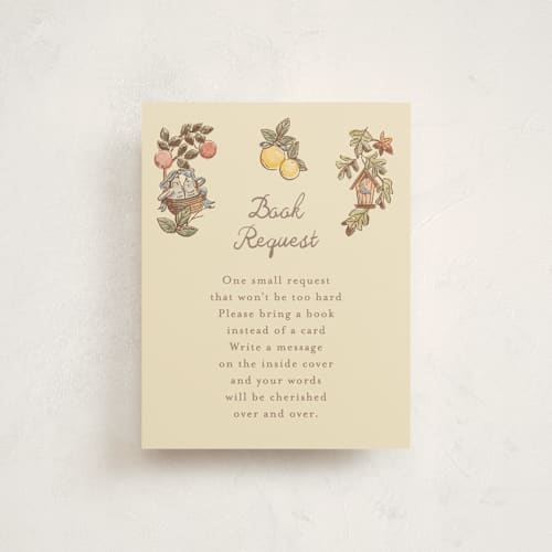 This is a ivory baby shower insert cards with standard by Becky Nimoy called autumn harvest printing on signature in standard