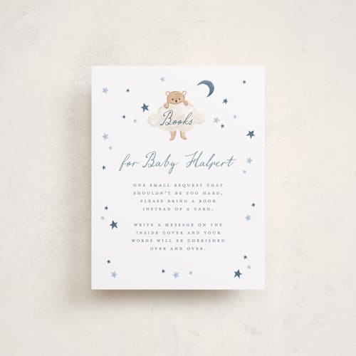 This is a moonlight baby shower insert cards with standard by Sarah Knight called twinkle twinkle little star printing on signature in standard