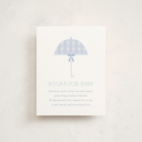 This is a sky baby shower insert cards with standard by Angela Thompson called plaid brolly printing on signature in standard