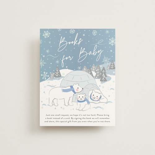 This is a sparkle baby shower insert cards with standard by Jennifer Lew called winter bears printing on signature in standard