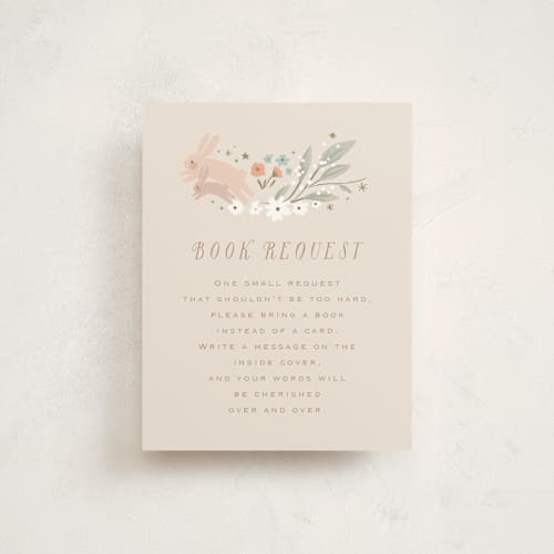 This is a sand baby shower insert cards with standard by Hannah Williams called twinkle bunny printing on signature in standard