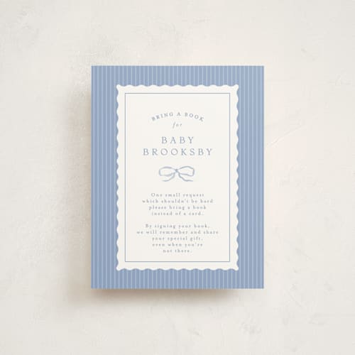 This is a cornflower baby shower insert cards with standard by Erin L. Wilson called dorothy printing on signature in standard
