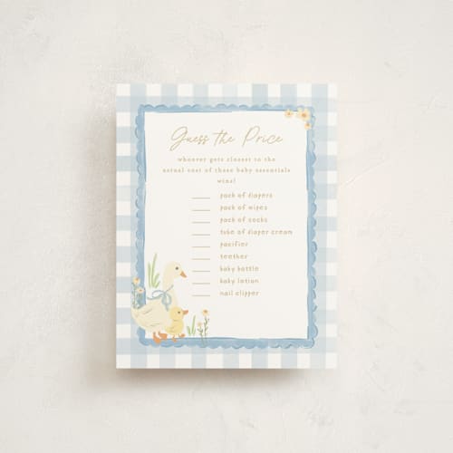 This is a sky baby shower insert cards with standard by Creo Study called vintage goose printing on signature in standard