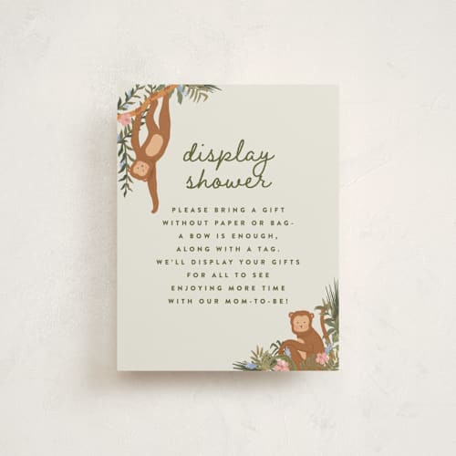 This is a moss baby shower insert cards with standard by Joanna Griffin called jungle animals printing on signature in standard
