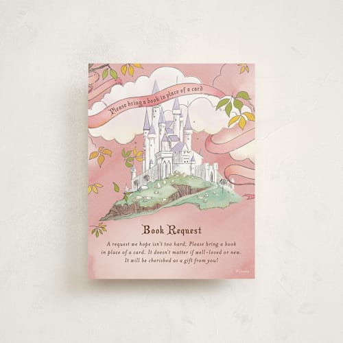 This is a mint baby shower insert cards with standard by Becky Nimoy called sleeping beauty storybook forest printing on signature in standard