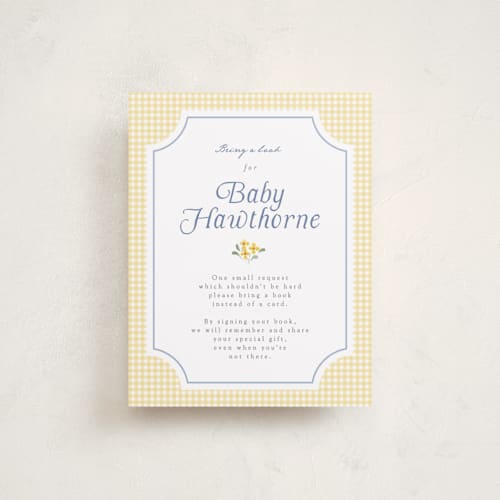 This is a sunshine baby shower insert cards with standard by Erin L. Wilson called baby eyelet printing on signature in standard