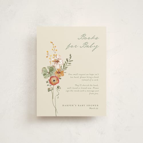 This is a cream baby shower insert cards with standard by Reilly Kavanaugh called whimsical baby shower printing on signature in standard