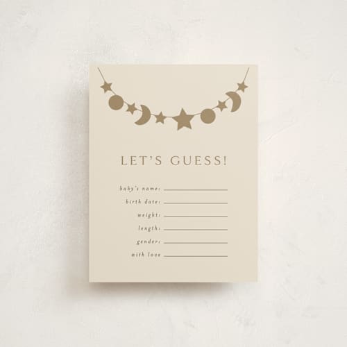 This is a ecru baby shower insert cards with standard by Angela Thompson called night sky garland printing on signature in standard