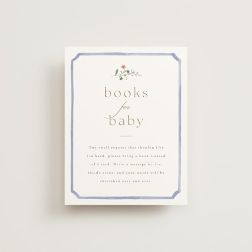 This is a icing baby shower insert cards with standard by Everett Paper Goods called floral crested printing on signature in standard
