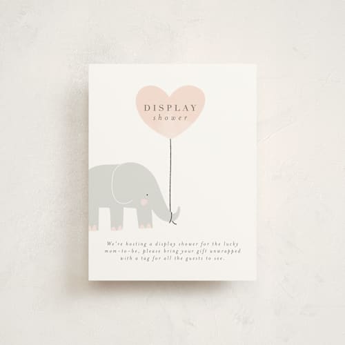 This is a peony baby shower insert cards with standard by Lori Wemple called elephant printing on signature in standard