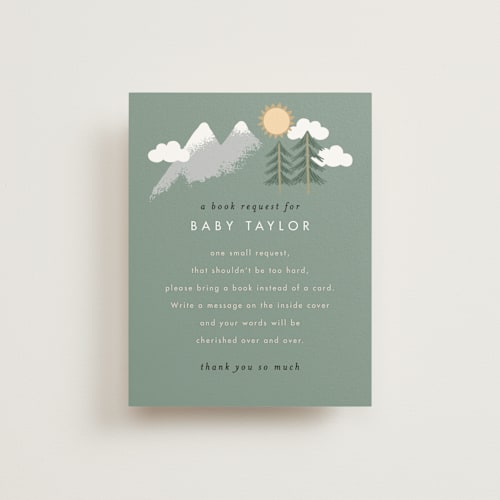 This is a latte baby shower insert cards with standard by Alethea and Ruth called adventure on the horizon printing on signature in standard