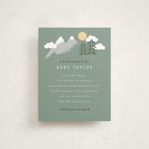 This is a latte baby shower insert cards with standard by Alethea and Ruth called adventure on the horizon printing on signature in standard