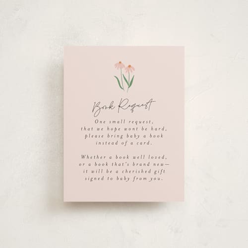 This is a pastel baby shower insert cards with standard by Itsy Belle Studio called she's a wildflower printing on signature in standard