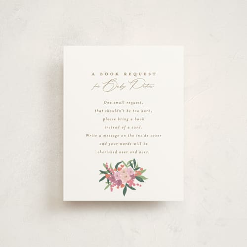 This is a cloud baby shower insert cards with standard by Everett Paper Goods called pram bouquet printing on signature in standard