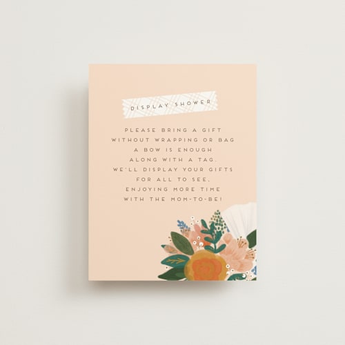 This is a blush baby shower insert cards with standard by Corie Page called floral pram printing on signature in standard