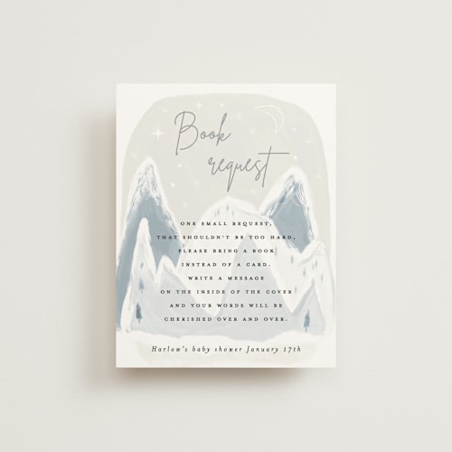 This is a snow baby shower insert cards with standard by Maja Cunningham called baby it's cold outside printing on signature in standard