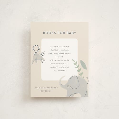 This is a sunshine baby shower insert cards with standard by Teju Reval called safari dreams printing on signature in standard