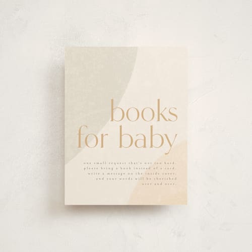 This is a sand baby shower insert cards with standard by Heather Cairl called pebble printing on signature in standard