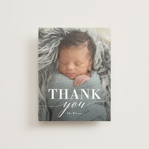 This is a cloud wedding thank you cards with standard by Susan Asbill called little hello printing on signature in standard